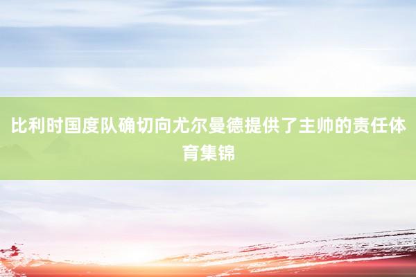 比利时国度队确切向尤尔曼德提供了主帅的责任体育集锦