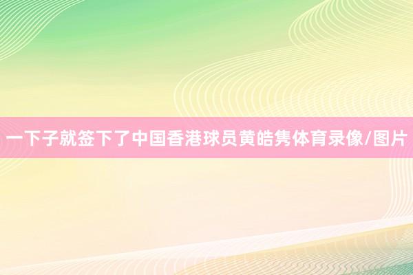一下子就签下了中国香港球员黄皓隽体育录像/图片