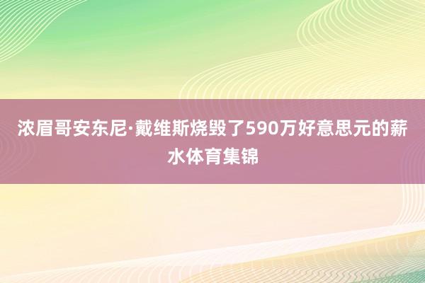 浓眉哥安东尼·戴维斯烧毁了590万好意思元的薪水体育集锦
