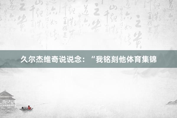 久尔杰维奇说说念：“我铭刻他体育集锦