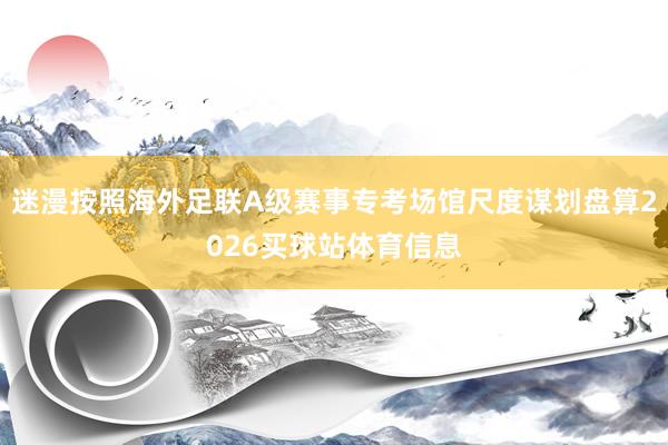 迷漫按照海外足联A级赛事专考场馆尺度谋划盘算2026买球站体育信息