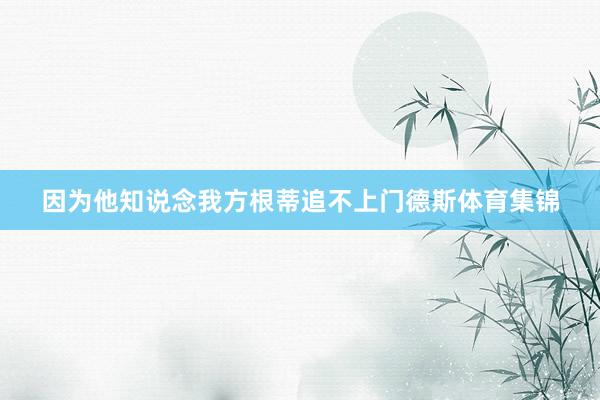 因为他知说念我方根蒂追不上门德斯体育集锦