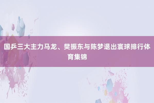 国乒三大主力马龙、樊振东与陈梦退出寰球排行体育集锦