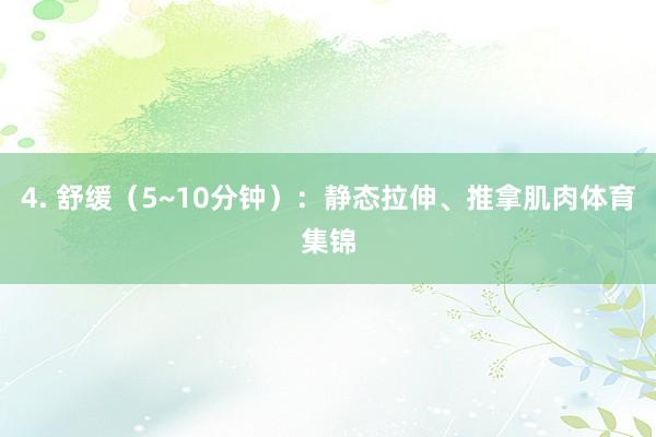 4. 舒缓（5~10分钟）：静态拉伸、推拿肌肉体育集锦