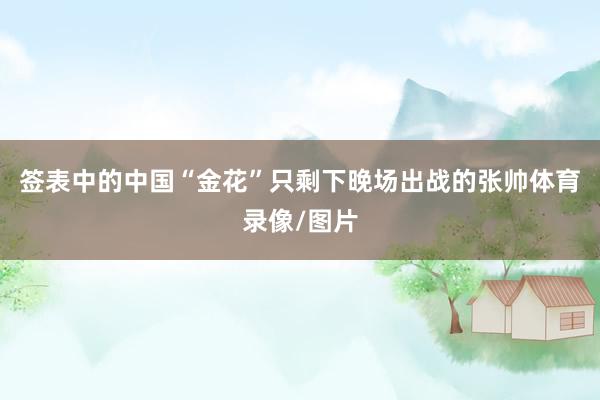 签表中的中国“金花”只剩下晚场出战的张帅体育录像/图片